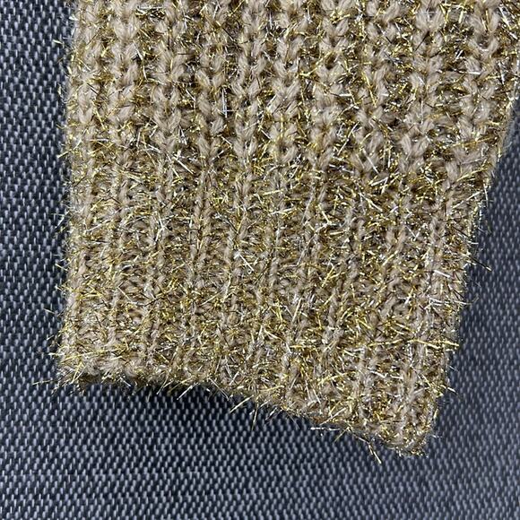 Forever 21‎ Gold Silver Cropped Oversized Cowl Neck Tinsel Knit Sweater Size M - Picture 7 of 8